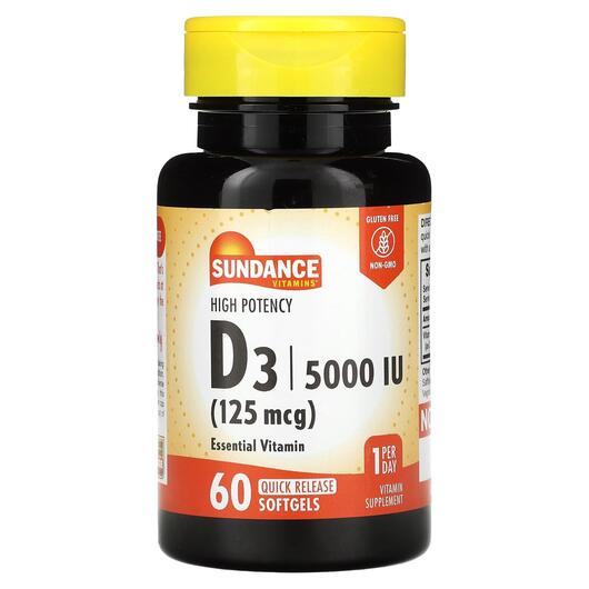 Основне фото товара High Potency D3 125 mcg 5000 IU, Вітамін D3, 60 капсул