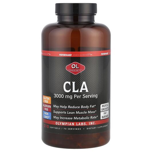 Основне фото товара Olympian Labs, CLA 3000 mg 210, Лінолева кислота, 210 капсул