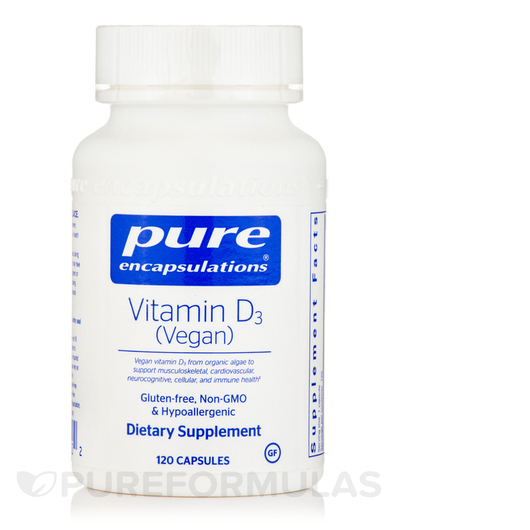 Основне фото товара Pure Encapsulations, Vitamin D3 Vegan, Вітамін D3, 120 капсул