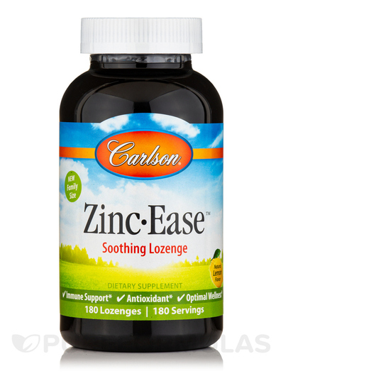Основное фото товара Carlson, Цинк, Zinc-Ease Natural Lemon Flavor, 180 таблеток