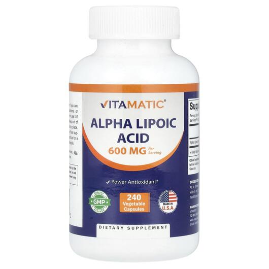 Основное фото товара Vitamatic, Альфа-липоевая, Alpha Lipoic Acid 600 mg, 240 капсул