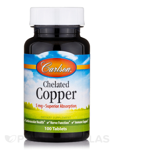 Основное фото товара Carlson, Хелатная Медь, Chelated Copper, 100 таблеток
