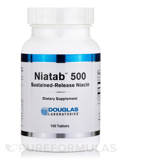 Основное фото товара Douglas Laboratories, Витамин B3 Ніацин, Niatab 500, 100 таблеток