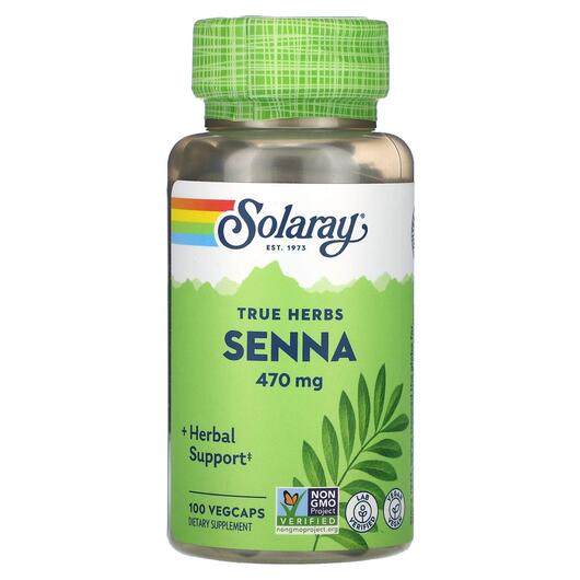 Основное фото товара Solaray, Листья Сенны, True Herbs Senna 470 mg, 100 капсул