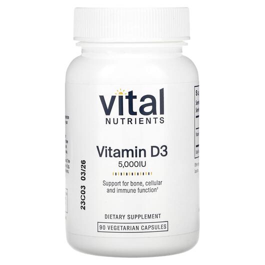 Основное фото товара Vital Nutrients, Витамин D3, Vitamin D35000 IU, 90 капсул
