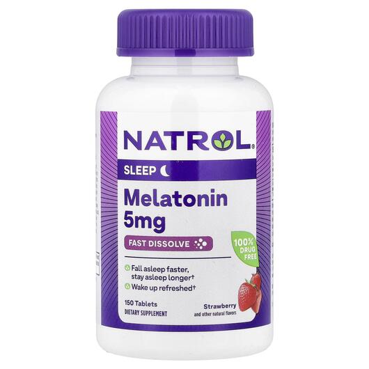 Основное фото товара Melatonin Fast Dissolve Extra Strength Strawberry, Мелатонин, 150