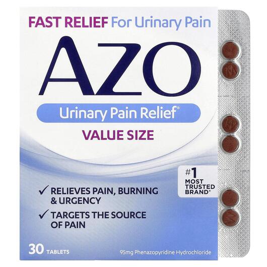 Основное фото товара Azo, Поддержка мочевого пузыря, Urinary Pain Relief, 30 таблеток
