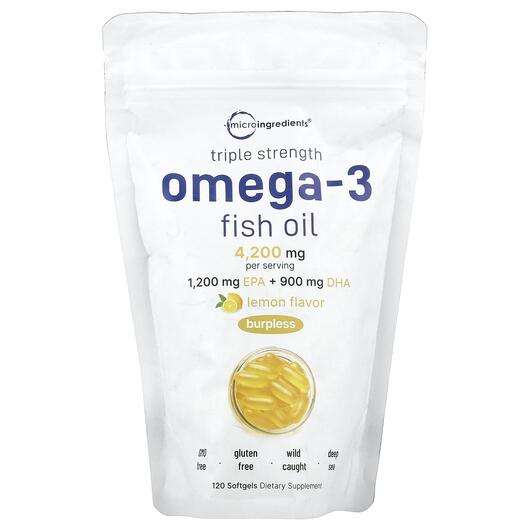 Основное фото товара Micro Ingredients, Омега 3, Triple Strength Omega-3, 120 капсул