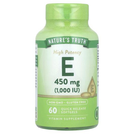 Основное фото товара Vitamin E High Potency 450 mg 1000, Витамин E Токоферолы, 60 капс