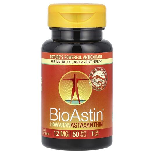Основное фото товара Астаксантин, BioAstin Hawaiian Astaxanthin 12 mg, 50 капсул