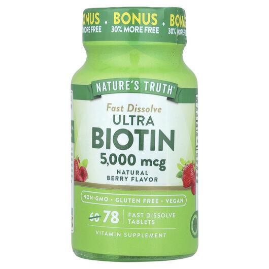 Основное фото товара Vitamins Fast Dissolve Ultra Biotin Natural, Витамины, 78 таблето