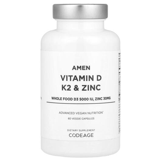 Основное фото товара CodeAge, Витамины D3 + K2, Amen Vitamin D K2 & Zinc, 60 капсу