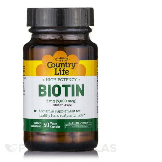 Основное фото товара Витамин B7 Биотин, High Potency Biotin 5 mg, 60 капсул