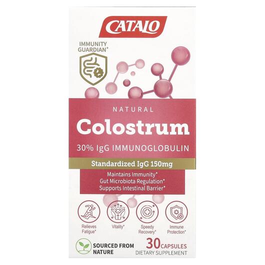 Основное фото товара Колострум, Natural Colostrum 30% IgG Immunoglobulin, 30 капсул