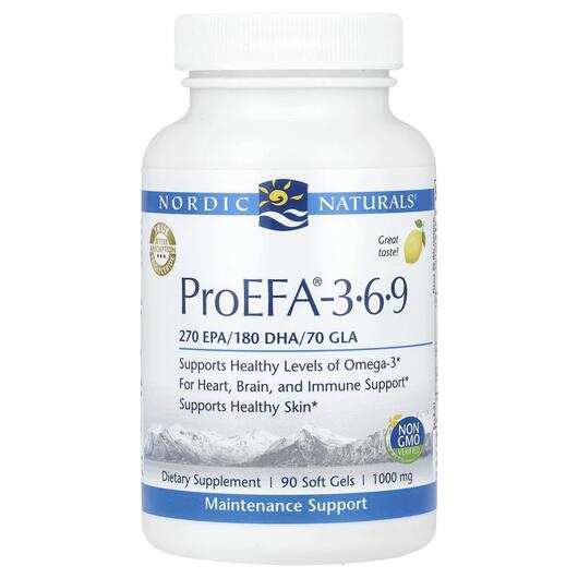 Основное фото товара Nordic Naturals, ЭПА Лимон 500 мг, ProEFA 3-6-9, 90 капсул