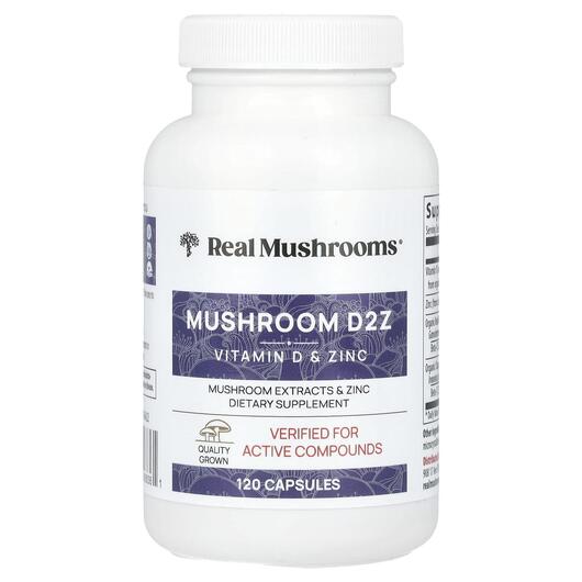 Основное фото товара Real Mushrooms Mushroom D2Z D2/Beta Glucan/Zinc, Грибы, 120 капсу