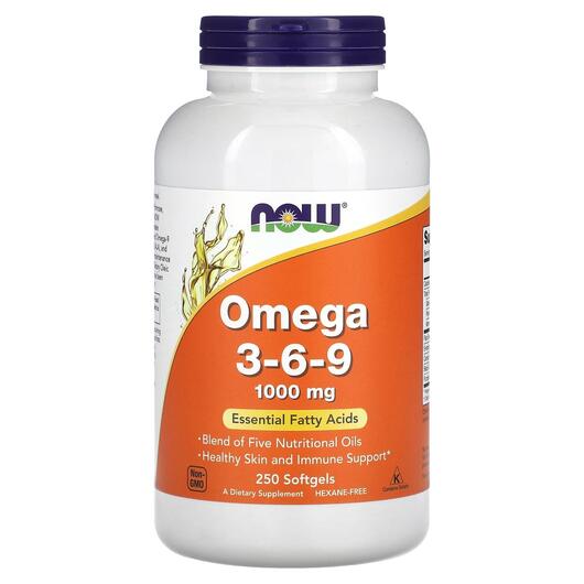 Основное фото товара NOW, Омега 3-6-9 1000 мг, Omega 3-6-9 1000 mg, 250 капсул