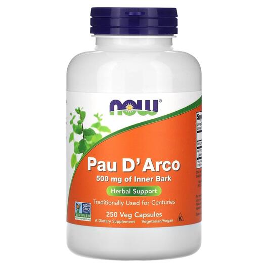 Основное фото товара NOW, Пау Д'арко, Pau D'Arco 500 mg, 250 капсул