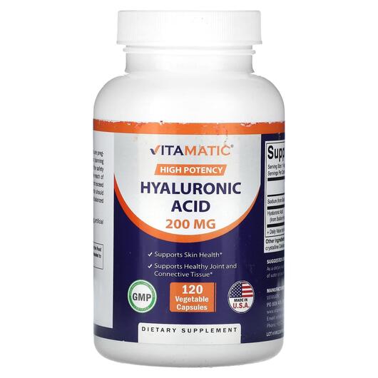 Основное фото товара High Potency Hyaluronic Acid 200, Гиалуроновая кислота, 120 капсу