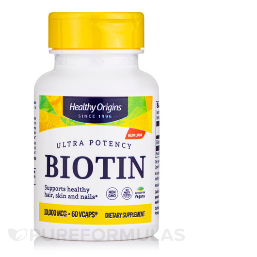 Основное фото товара Healthy Origins, Витамин B7 Биотин, Biotin 10000 mcg, 60 VCaps