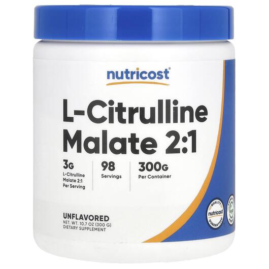 Основное фото товара Nutricost, L-Цитруллин, L-Citrulline Malate 2:1 Unflavored, 300 г