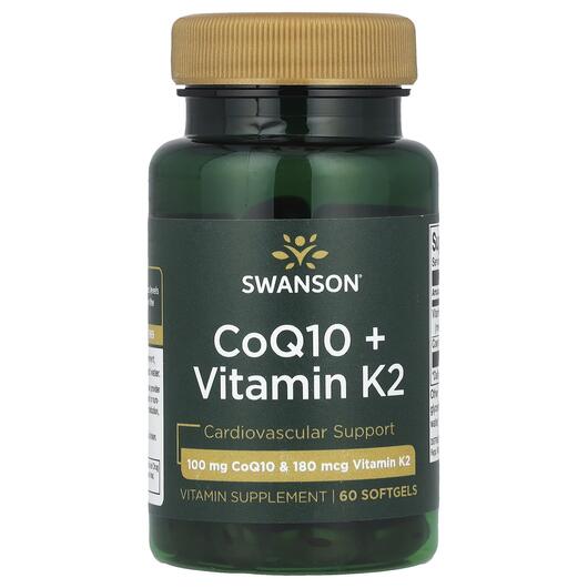 Основное фото товара Swanson, Коэнзим Q-10 + K2, CoQ10 + Vitamin K2, 60 капсул