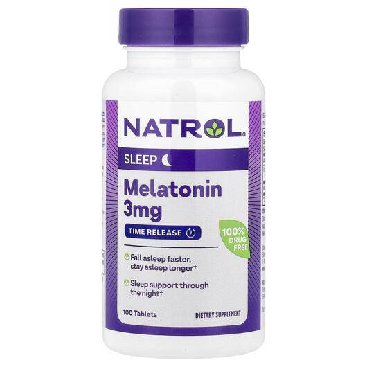 Основное фото товара Мелатонин 3 мг, Melatonin Time Release 3 mg 100, 100 таблеток