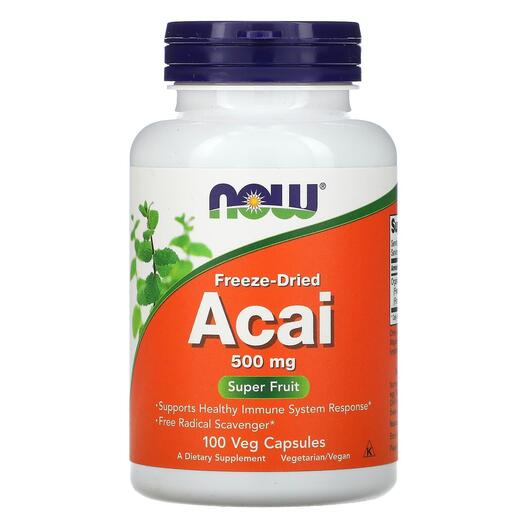 Основное фото товара NOW, Ягоды Асаи, Freeze-Dried Acai 500 mg, 100 капсул