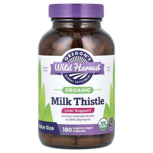 Основное фото товара Oregon's Wild Harvest, Расторопша, Milk Thistle, 180 капсул