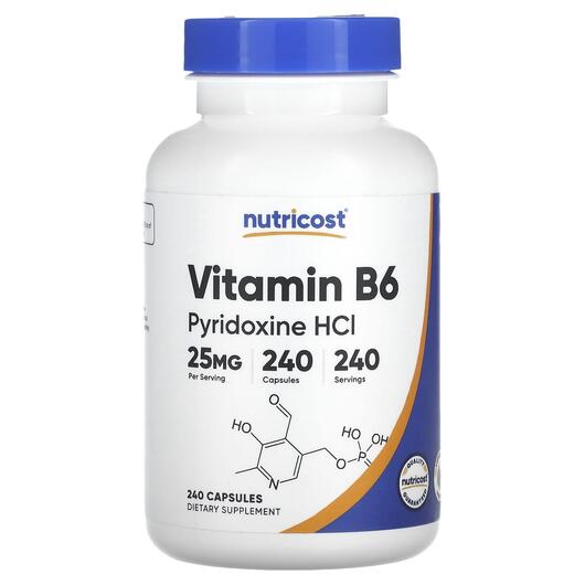 Основное фото товара Бетаин гидрохлорид, Vitamin B6 Pyridoxine HCl 25 mg, 240 капсул