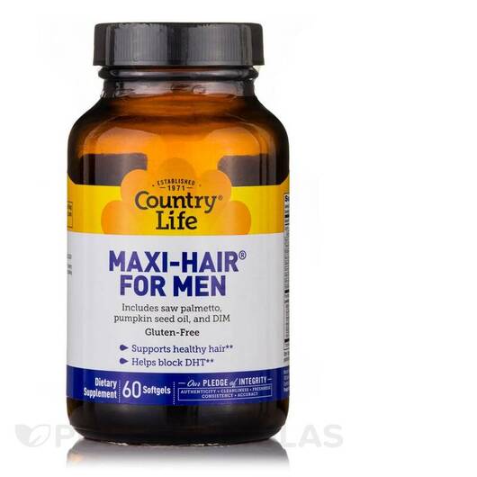 Основное фото товара Country Life, Кожа ногти волосы, Maxi-Hair for Men, 60 капсул