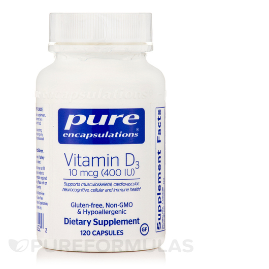 Основне фото товара Pure Encapsulations, Vitamin D3 400 IU, Вітамін D3, 120 капсул