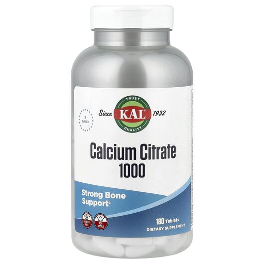 Основное фото товара KAL, Цитрат Кальция 1000 мг, Calcium Citrate 1000, 180 таблеток