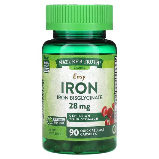 Основное фото товара Nature's Truth, Железо, Easy Iron 28 mg, 90 капсул