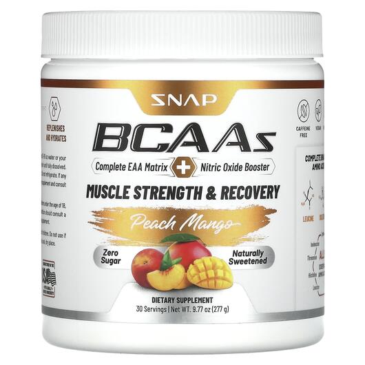 Основное фото товара Snap Supplements, БЦАА, BCAAs Peach Mango, 277 г