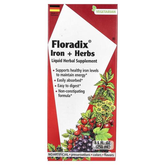 Основное фото товара Gaia Herbs, Железо, Floradix Iron + Herbs, 250 мл