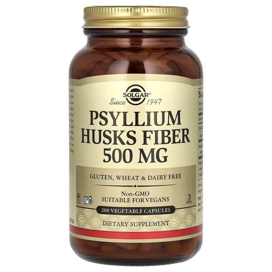 Основное фото товара Solgar, Псиллиум 500 мг, Psyllium Husks Fiber 500 mg, 200 капсул