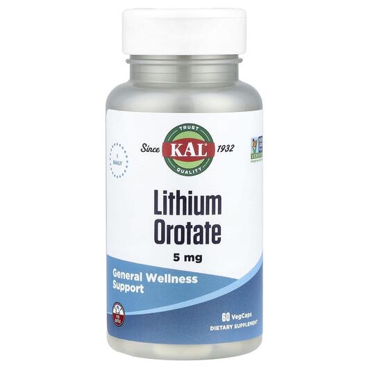 Основное фото товара KAL, Лития Оротат 5 мг, Lithium Orotate 5 mg, 60 капсул