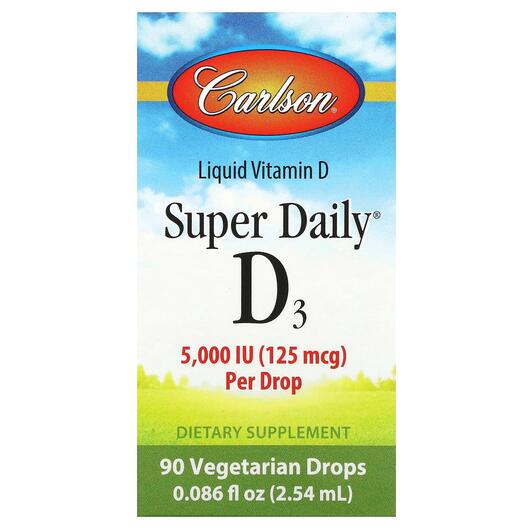 Основное фото товара Carlson, Витамин D3, Super Daily D3 5000 IU 125 mcg, 2.54 мл