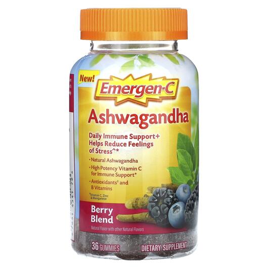 Основне фото товара Emergen-C, Ashwagandha Berry Blend, Ашваганда, 36 таблеток
