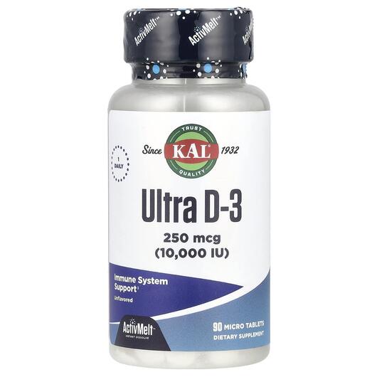 Основное фото товара KAL, Ультра D-3 10000 IU, Ultra D-3 10000 IU, 90 таблеток