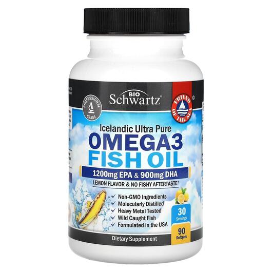 Основное фото товара Omega 3 Fish, Omega 3 Рыбий жир 1200 мг EPA и 900 мг DHA, 90 капс