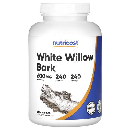 Основное фото товара Nutricost, Кора Белой Ивы, White Willow Bark 600 mg, 240 капсул