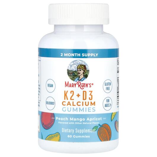 Основное фото товара K2 + D3 Calcium Gummies Peach Mango, Витамины D3 + K2, 60 таблето