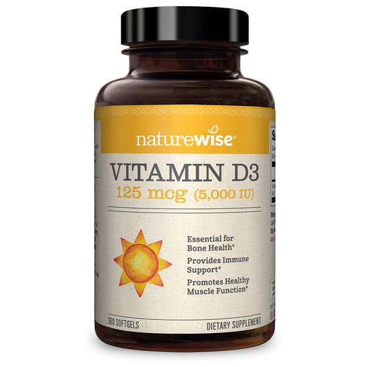 Основное фото товара Витамин D3 5000 МЕ, Vitamin D3 125 mcg 5000 IU, 360 капсул