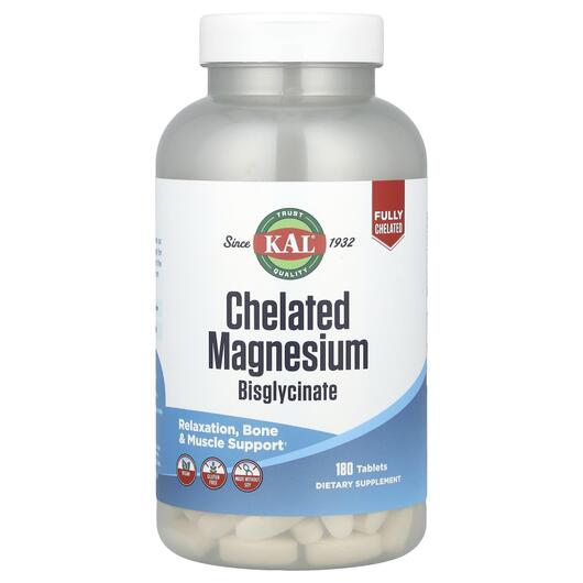 Основное фото товара KAL, Магний, Chelated Magnesium Bisglycinate, 180 таблеток