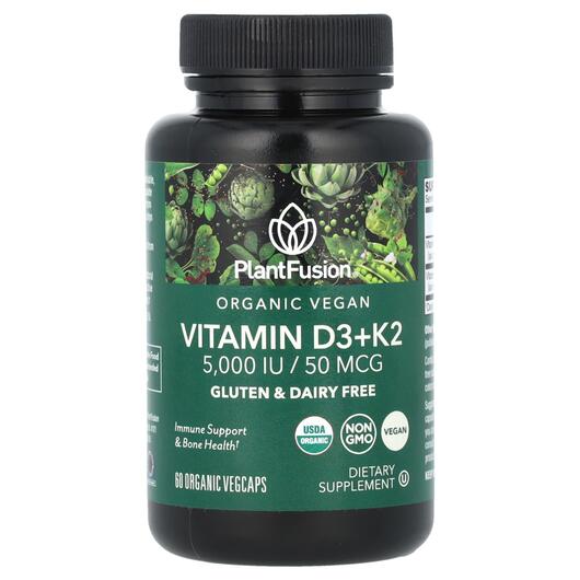 Основне фото товара Organic Vegan Vitamin D3+ K2 5000 IU/50, Вітамін D3, 60 Organic V