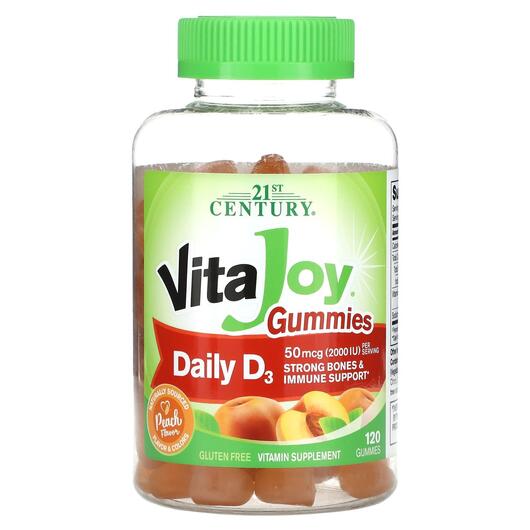 Основне фото товара VitaJoy Gummies Daily D3 Peach 25 mcg 1000, Вітамін D3, 120 табле