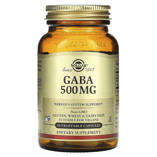 Основное фото товара Solgar, ГАМК, GABA 500 mg, 50 капсул