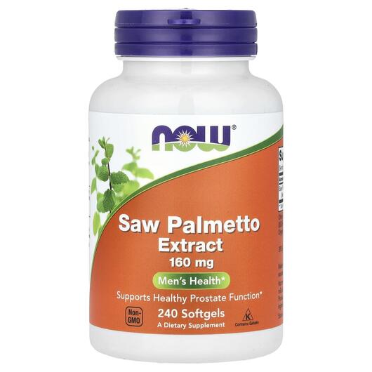 Основное фото товара NOW, Пальметто 160 мг, Saw Palmetto 160 mg, 240 капсул